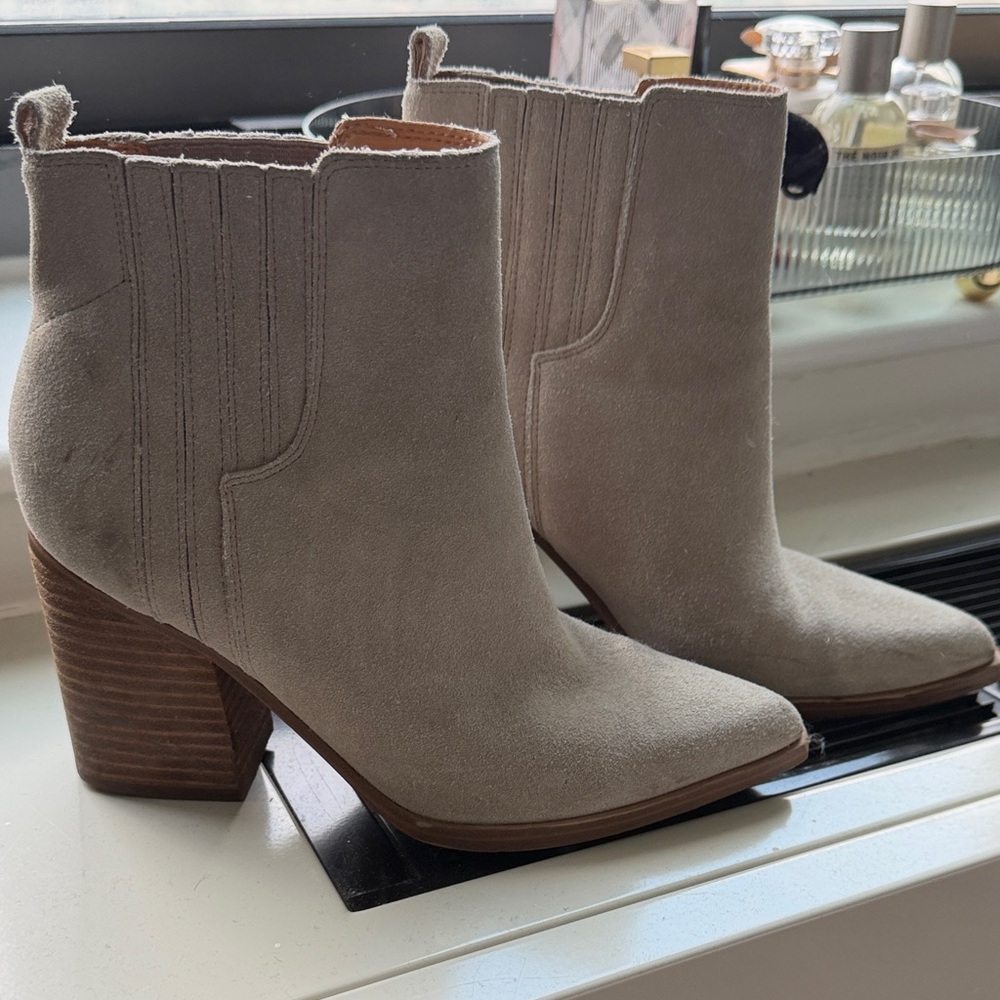 Marc Fisher Cream Suede Ankle Booties - Picture 4 of 4
